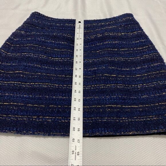 Loft‎ Blue & Gold Tweed Lined Mini Skirt - Picture 2 of 8